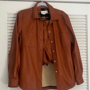 Anthropologie High Waist Leather Short Set with matching jacket